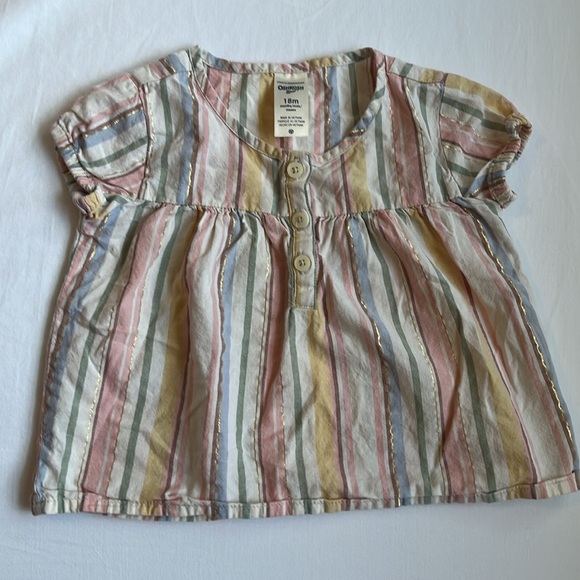 Baby Girl Summer Outfit- Striped Baby Doll Top and Green Shorts Size 18 Months - Picture 3 of 9